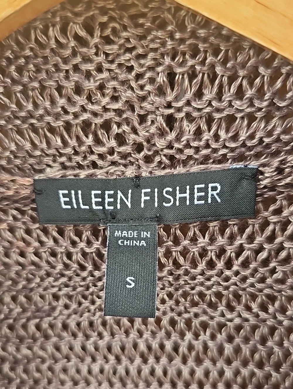 Eileen Fisher Taupe Open Front Ribbed Knit Cardigan